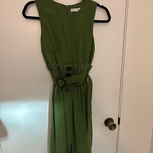Zara Emerald Green Midi Dress - Sleeveless Side Slit Party Dress